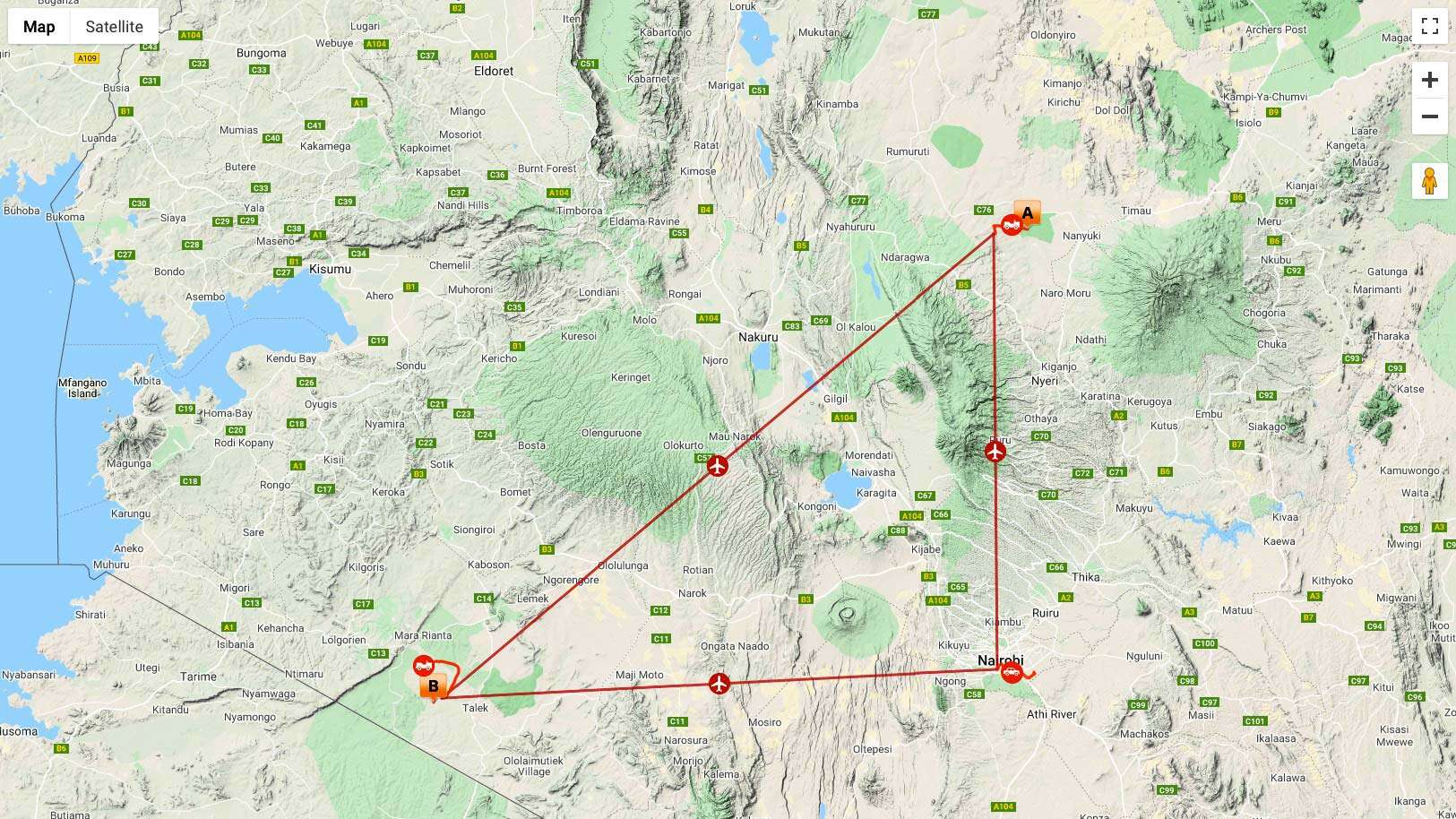 Kenya Classic Safari Map